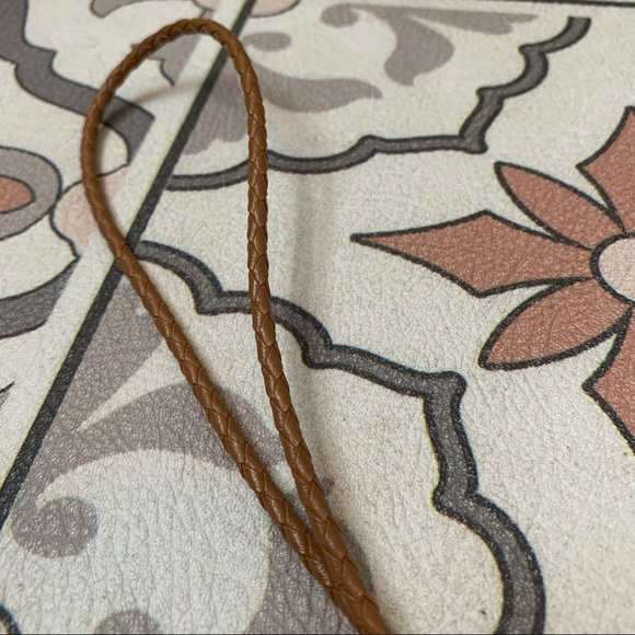 Bolo tie tan brown stone braided leather cord 70s - Picture 5 of 7